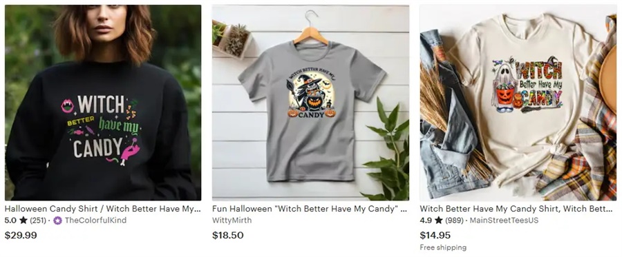 t恤定制萬圣節(jié)元素糖果，女巫