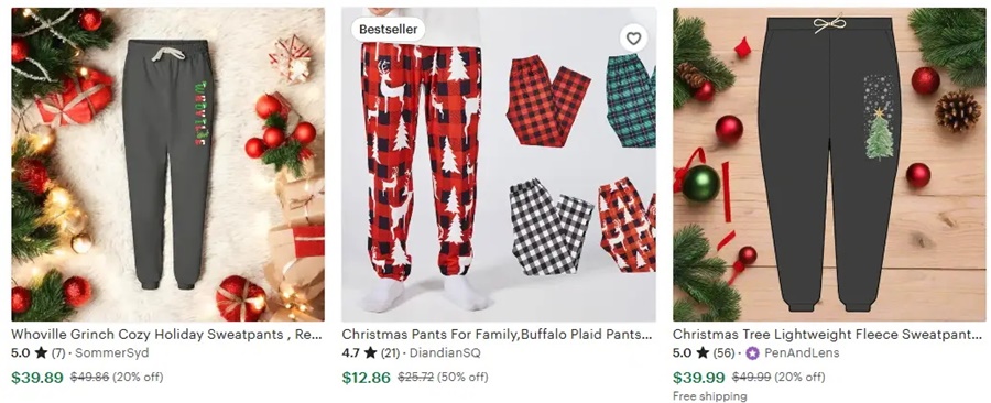 圣誕運動褲家居褲子設(shè)計主題之經(jīng)典的圣誕圖標